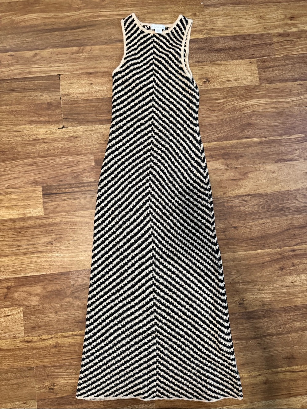 House of Harlow 1960 Black and Cream Chevron Knit Maxi Dress